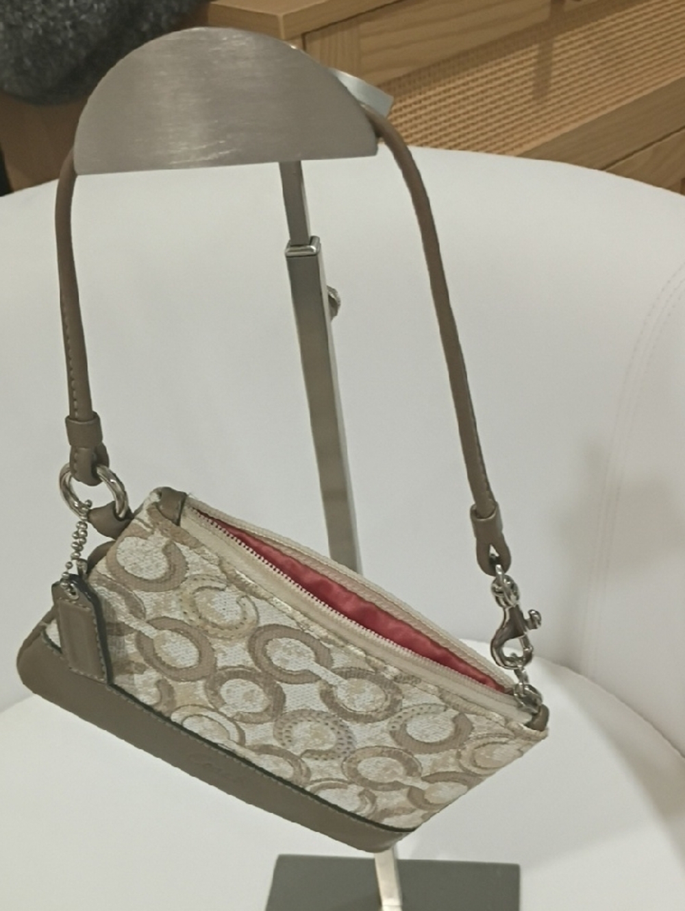 Coach OP Art Beige and Cream Signature Canvas Wristlet - Picture 2 of 5
